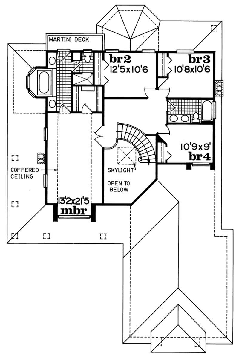 Floor Plan Second Story of Contemporary Plan #167-1137