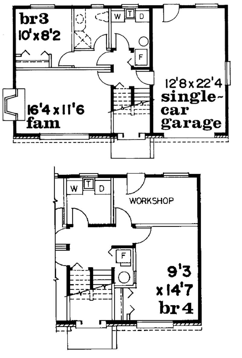 Floor Plan First Story of Small House Plans #167-1141