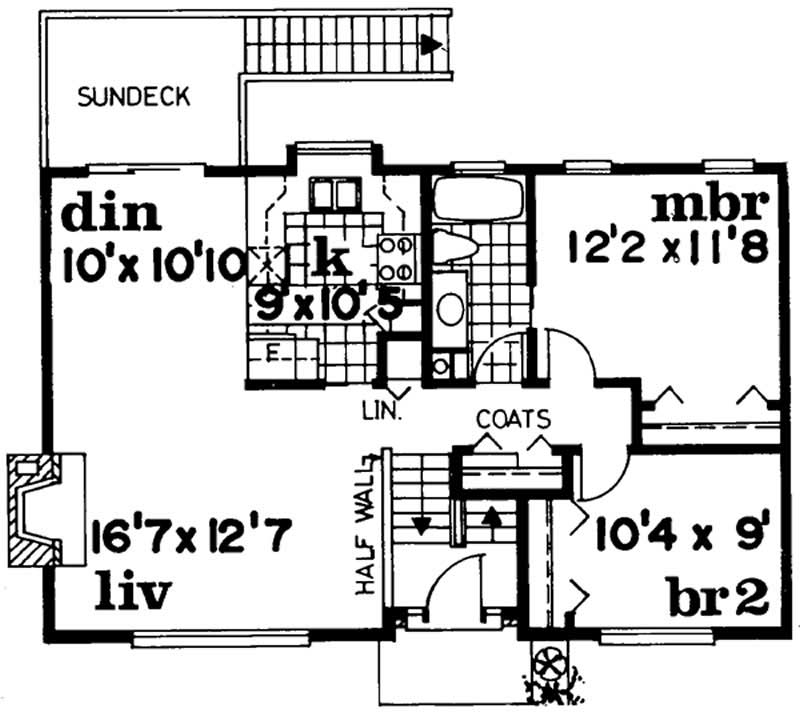 Floor Plan Second Story of Small House Plans #167-1141