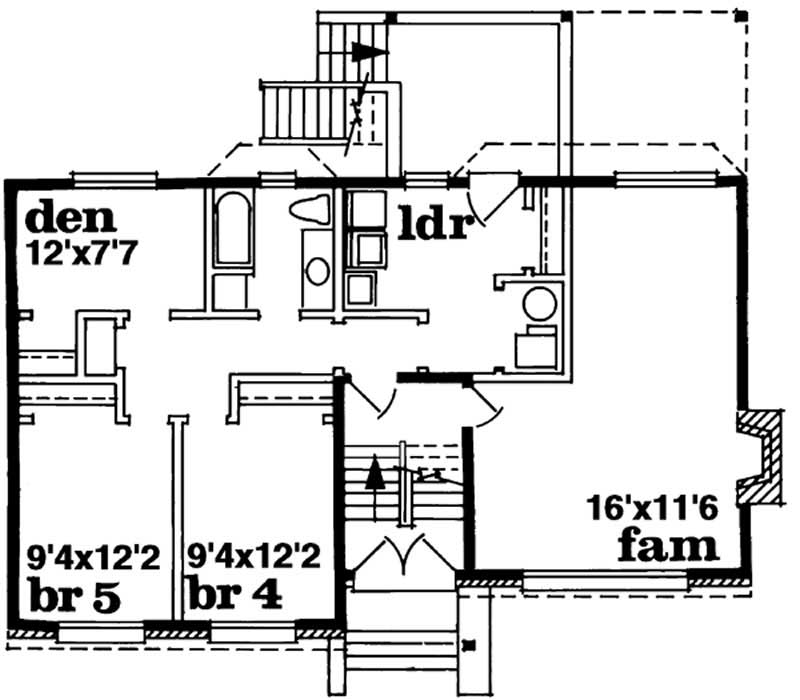 Floor Plan First Story of Small House Plans #167-1143
