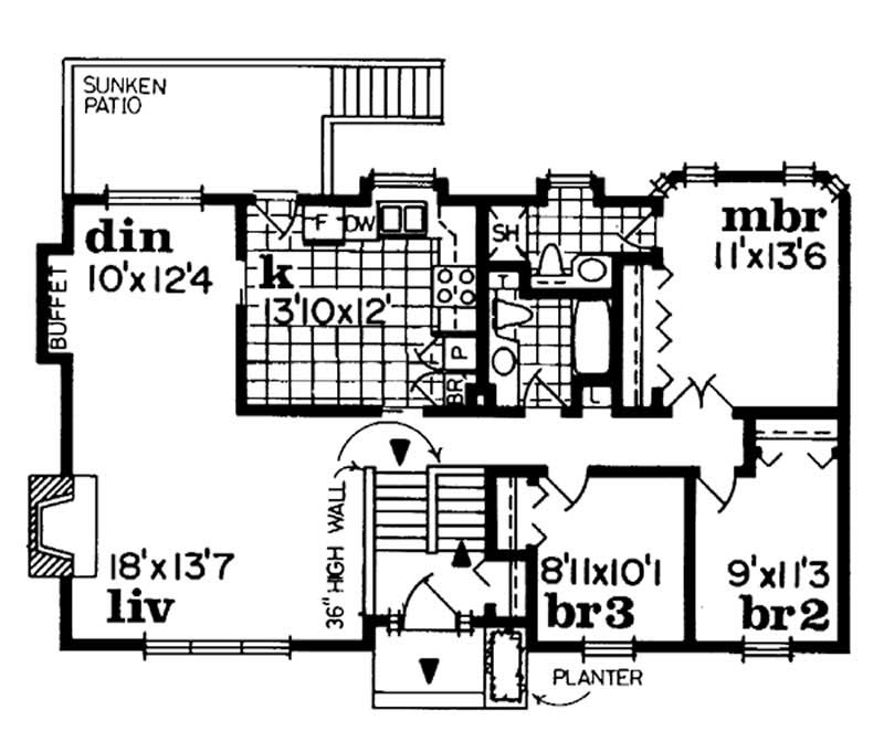 Floor Plan Second Story of Small House Plans #167-1144