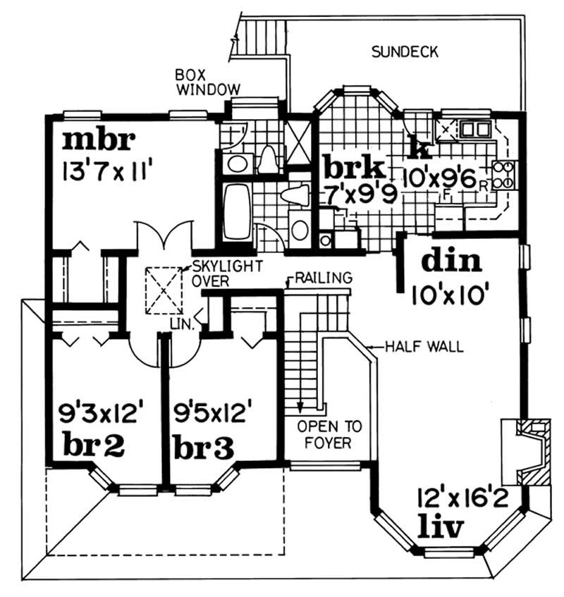 Floor Plan Second Story of Small House Plans #167-1145