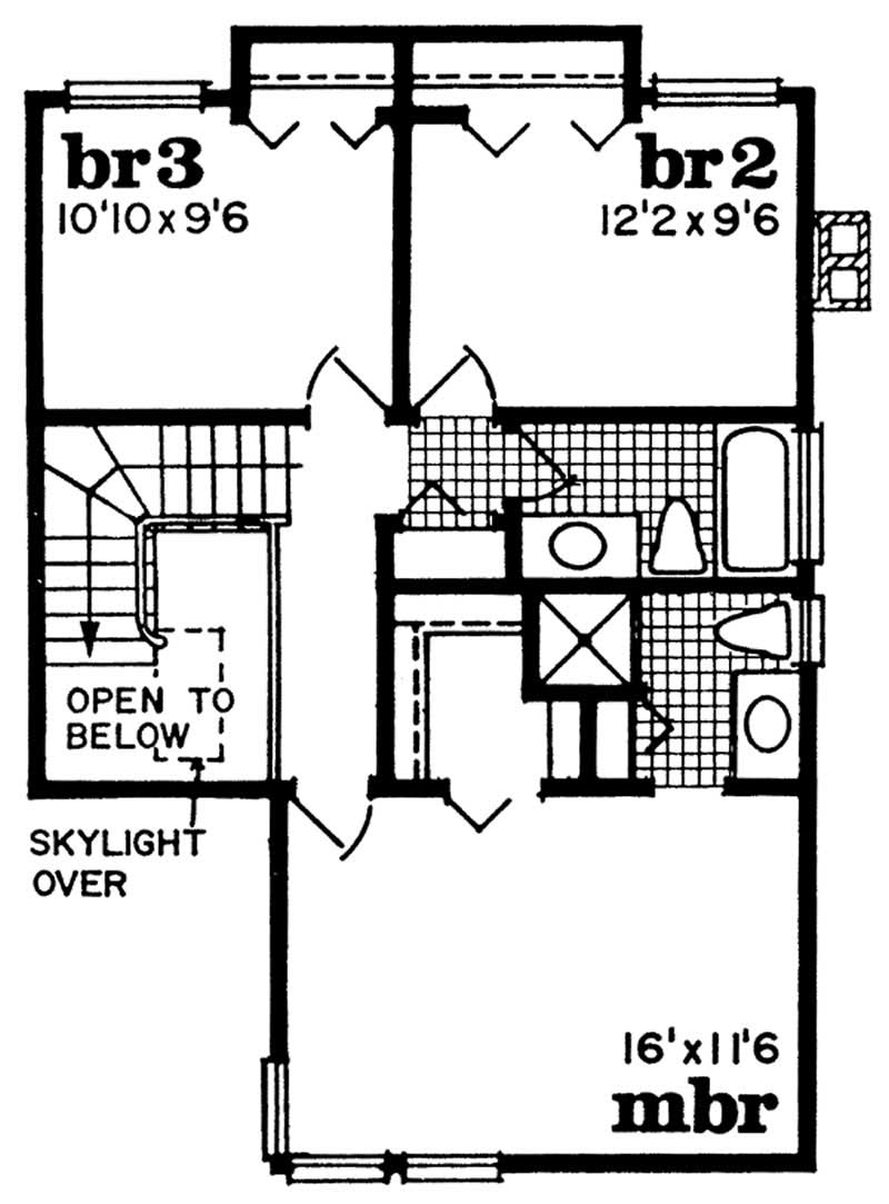 Floor Plan Second Story of Contemporary Plan #167-1148