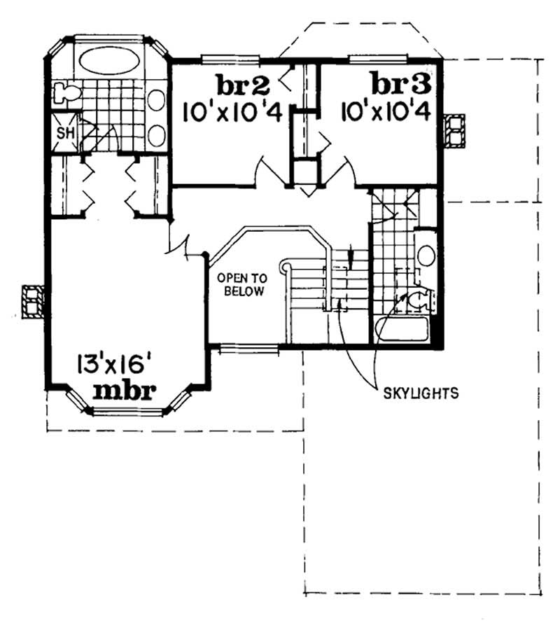 Floor Plan Second Story of Country Plan #167-1149