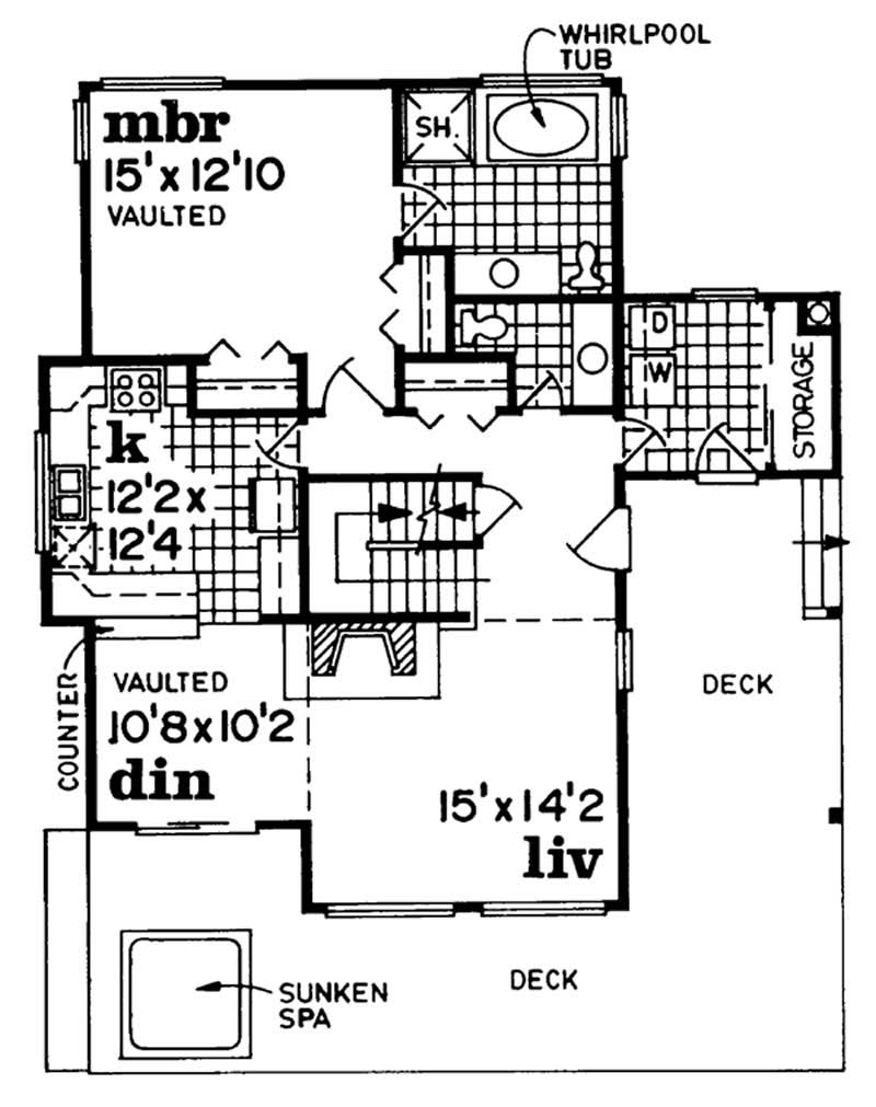Floor Plan First Story of Log Cabin Plan #167-1150