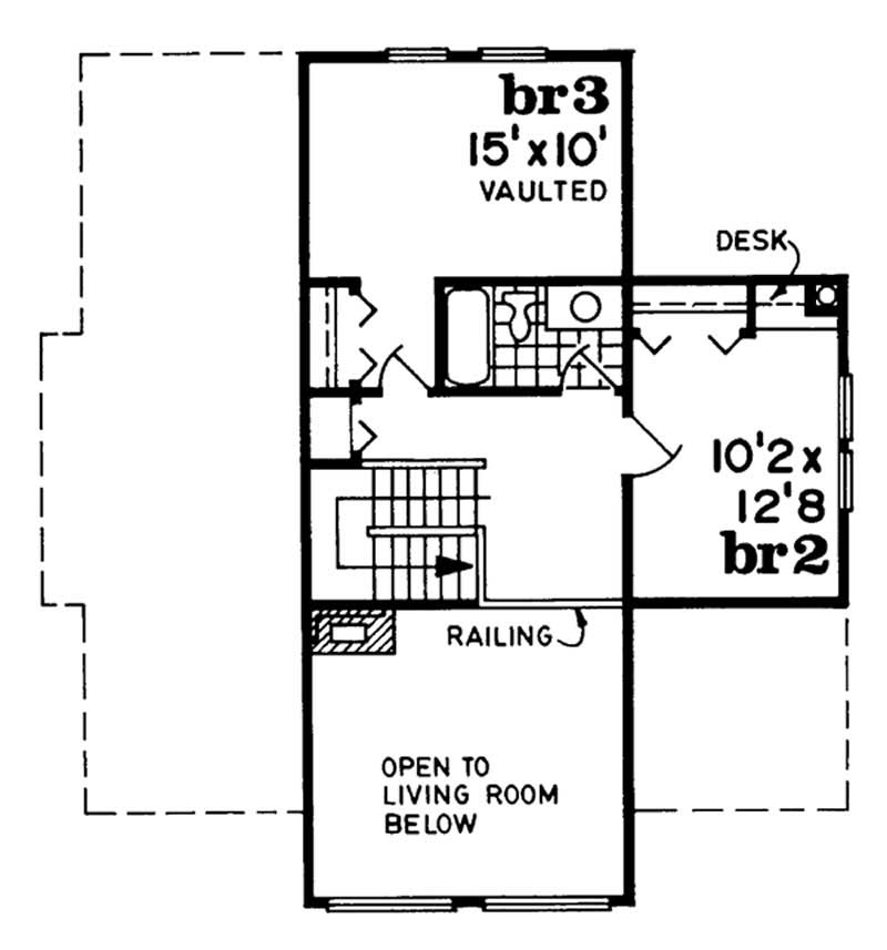 Floor Plan Second Story of Log Cabin Plan #167-1150