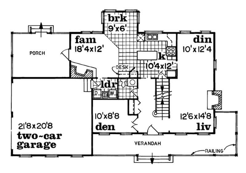 Floor Plan First Story of Country Plan #167-1152