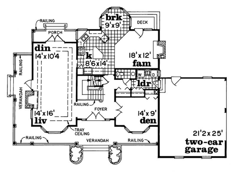 Floor Plan First Story of Country Plan #167-1153