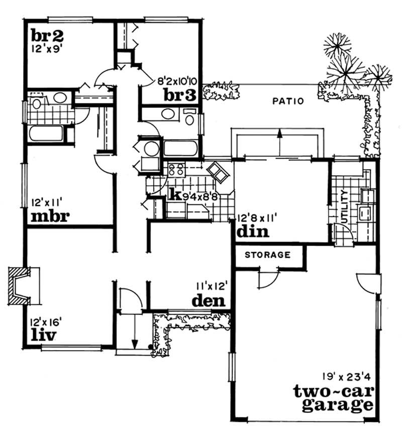 Floor Plan First Story of Small House Plans #167-1154