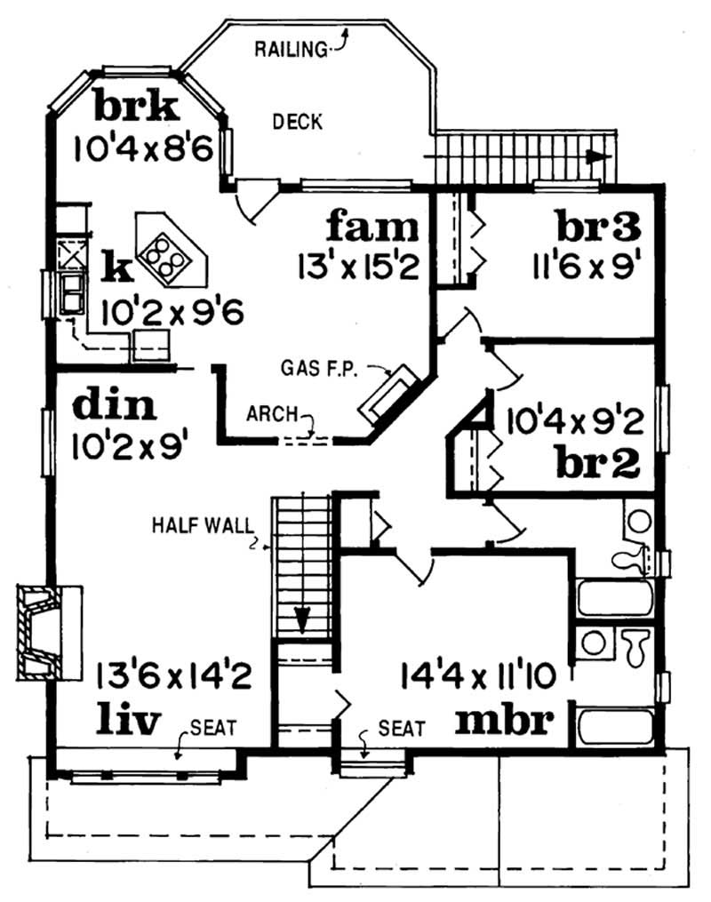 Floor Plan Second Story of Country Plan #167-1158