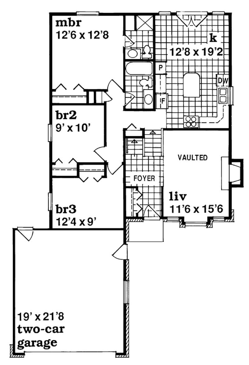 Floor Plan First Story of Small House Plans #167-1162