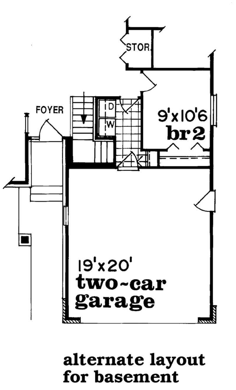 Floor Plan First Story of Ranch Plan #167-1164