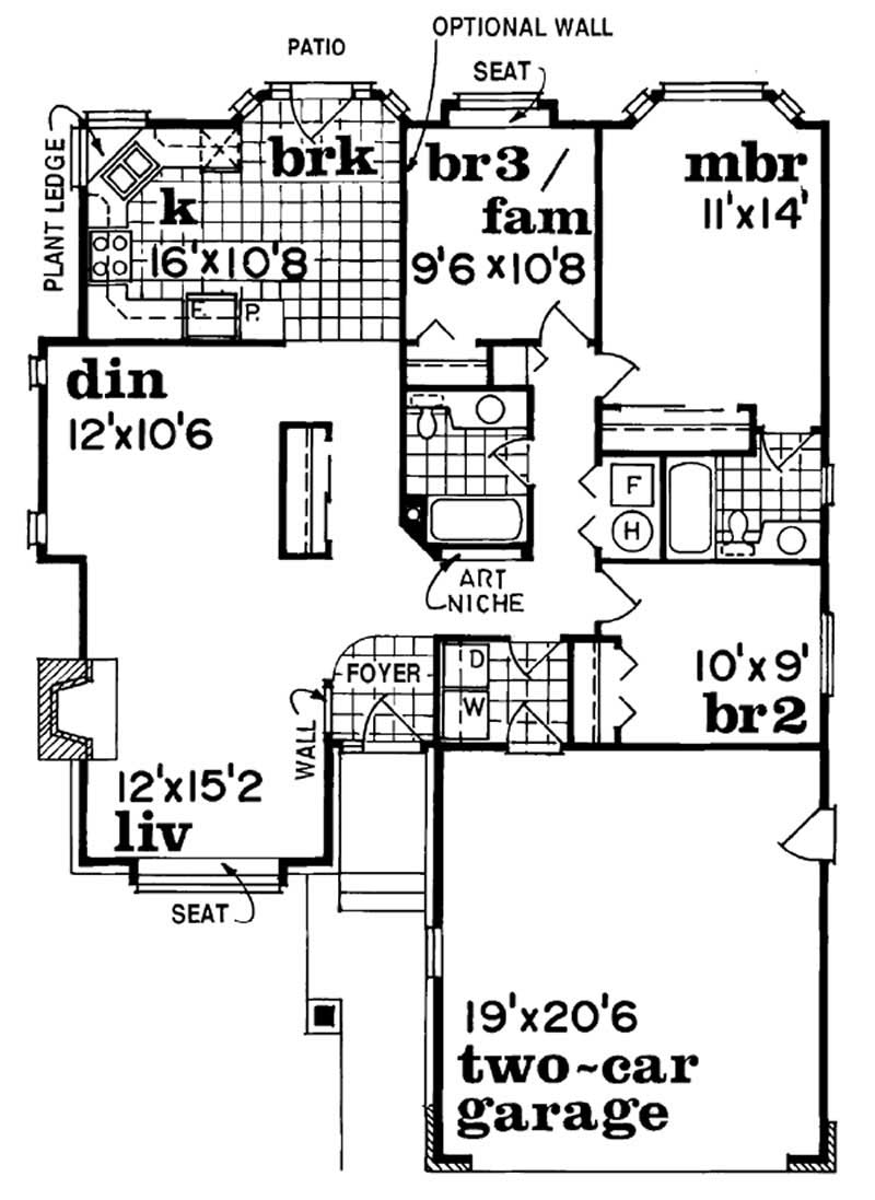 Floor Plan Second Story of Ranch Plan #167-1164