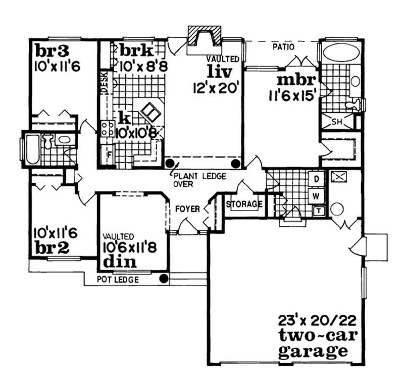 Floor Plan First Story of Contemporary Plan #167-1172