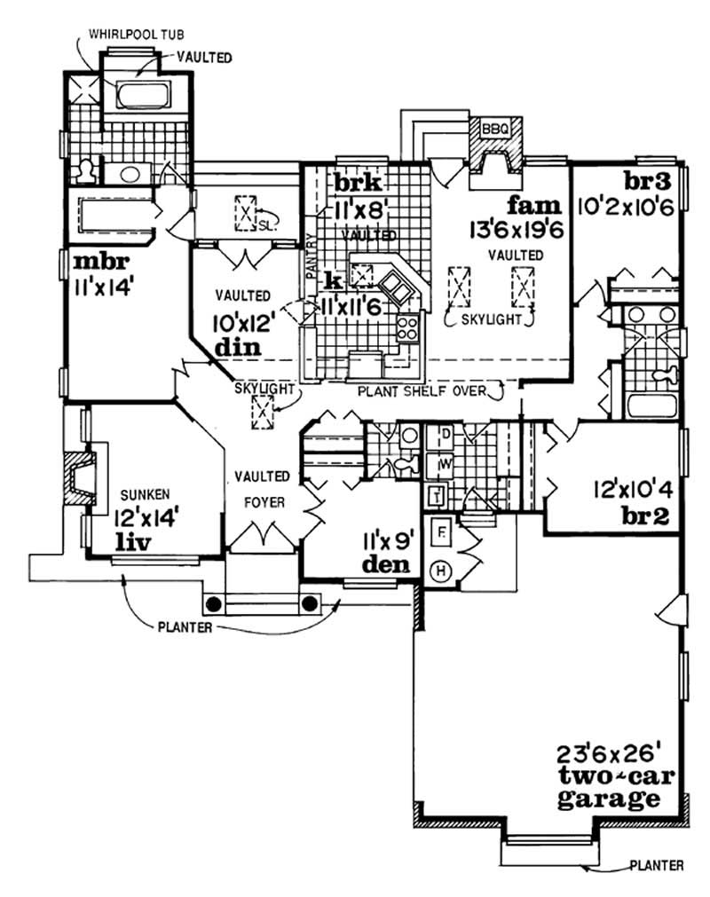 Floor Plan First Story of Contemporary Plan #167-1173