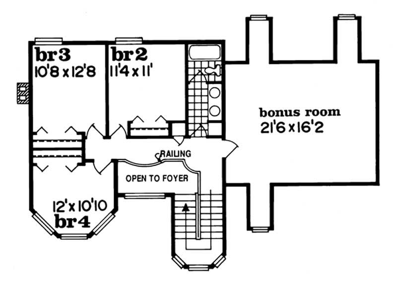 Floor Plan Second Story of Country Plan #167-1175