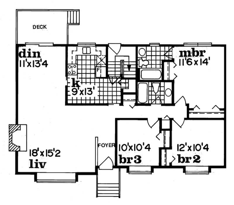 Floor Plan First Story of Cape Cod Plan #167-1176