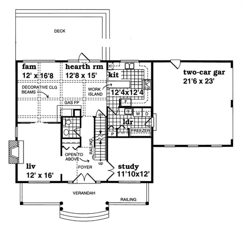 Floor Plan First Story of Colonial Plan #167-1180