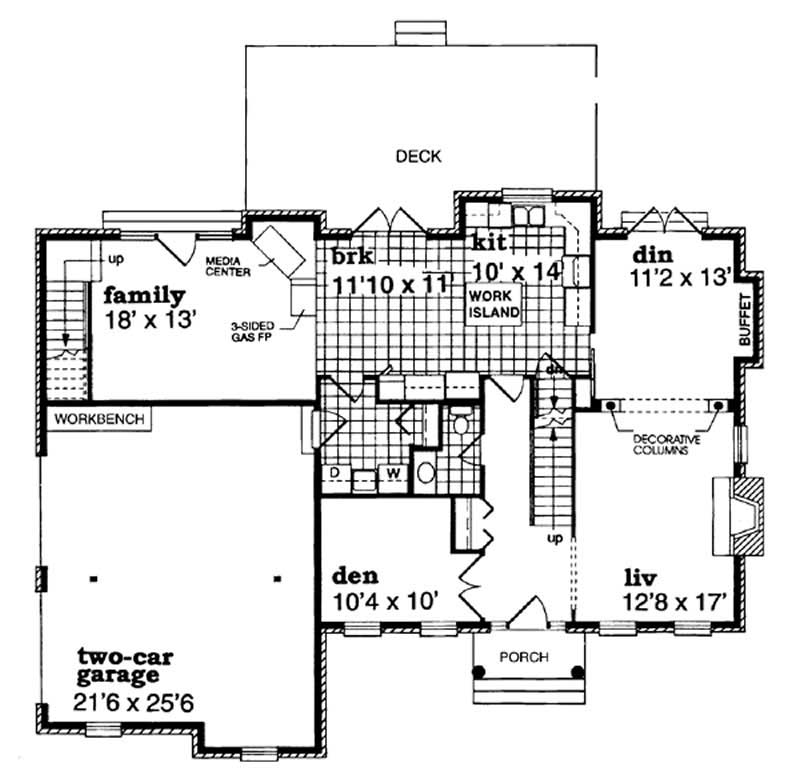 Floor Plan First Story of Colonial Plan #167-1181