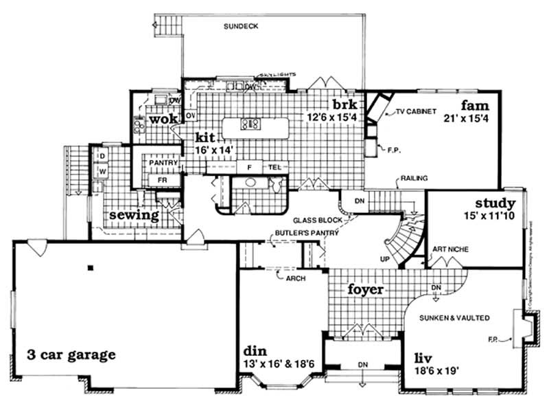 Floor Plan First Story of European Plan #167-1182