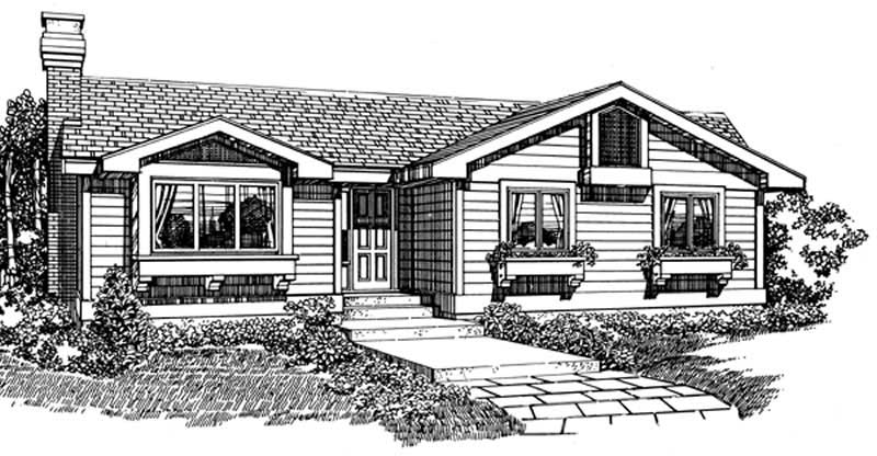 Front View of this 3-Bedroom, 1253 Sq Ft Plan - 167-1185