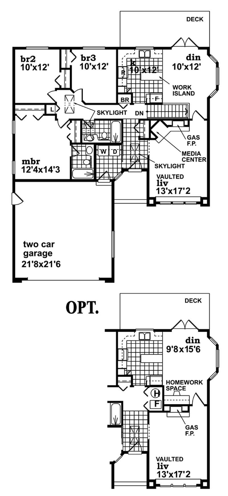 Floor Plan First Story of Ranch Plan #167-1186