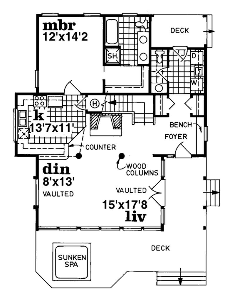 Floor Plan First Story of Contemporary Plan #167-1187