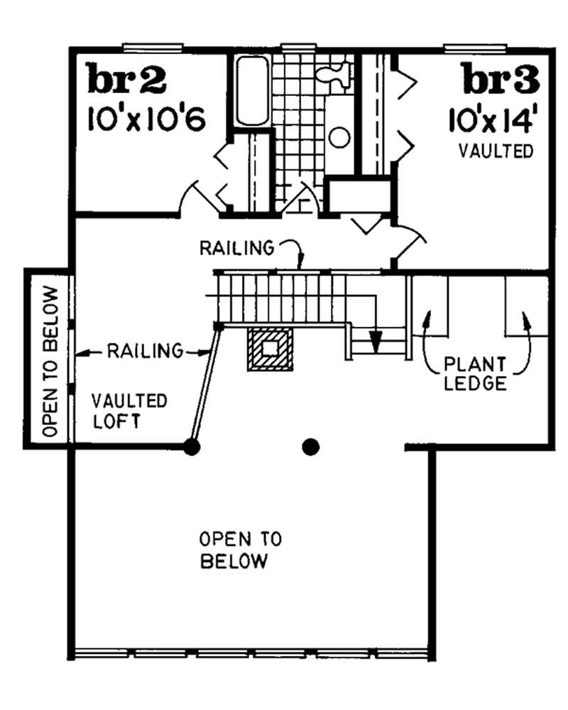Floor Plan Second Story of Contemporary Plan #167-1187