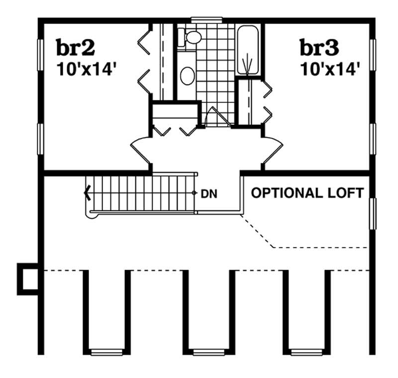 Floor Plan Second Story of Country Plan #167-1188
