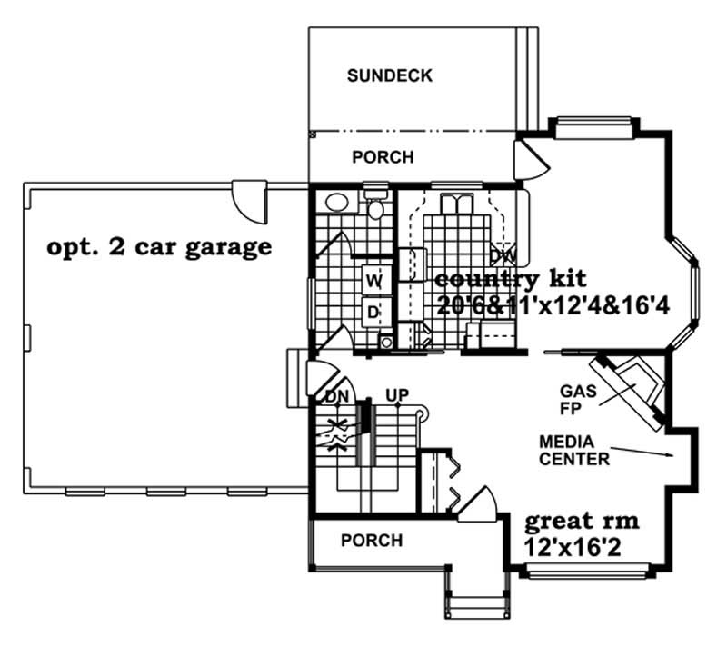Floor Plan First Story of Country Plan #167-1189