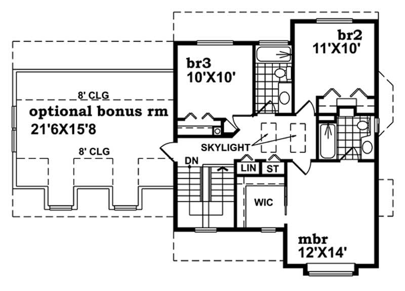 Floor Plan Second Story of Country Plan #167-1189