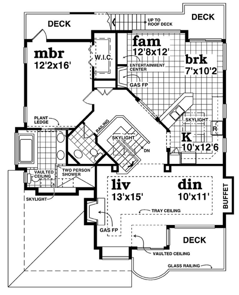 Floor Plan Second Story of Contemporary Plan #167-1192