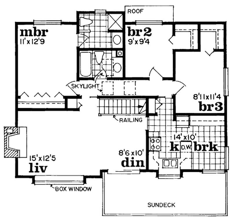 Floor Plan Second Story of Contemporary Plan #167-1193