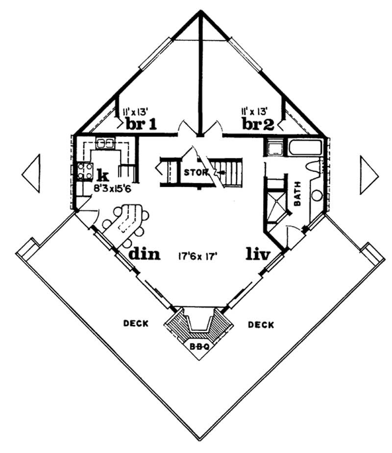Floor Plan First Story of Contemporary Plan #167-1194