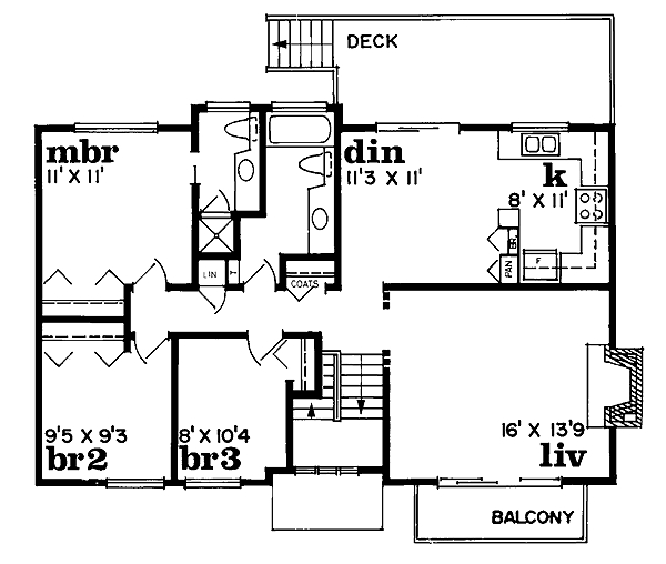 Floor Plan Main Level of Contemporary Plan #167-1197