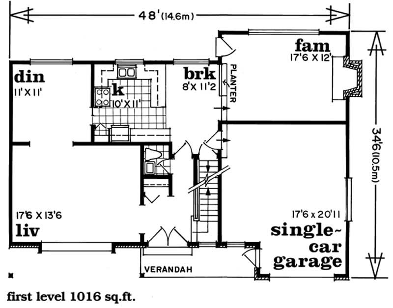 Floor Plan First Story of Small House Plans #167-1200