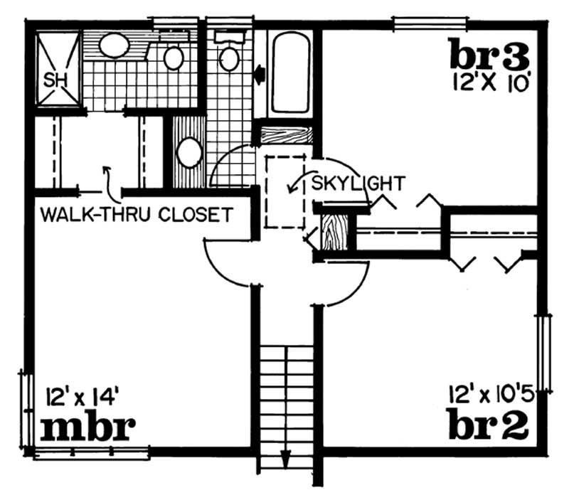 Floor Plan Second Story of Contemporary Plan #167-1201