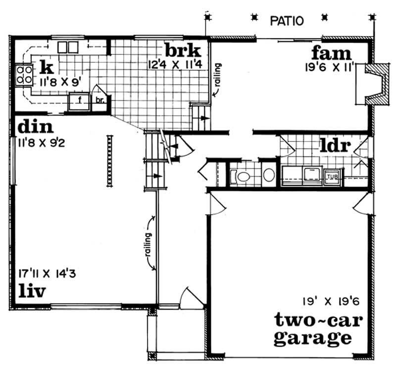 Floor Plan First Story of Tudor Plan #167-1203
