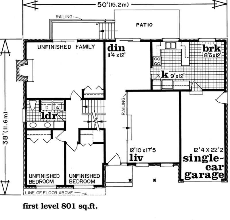 Floor Plan First Story of Small House Plans #167-1204