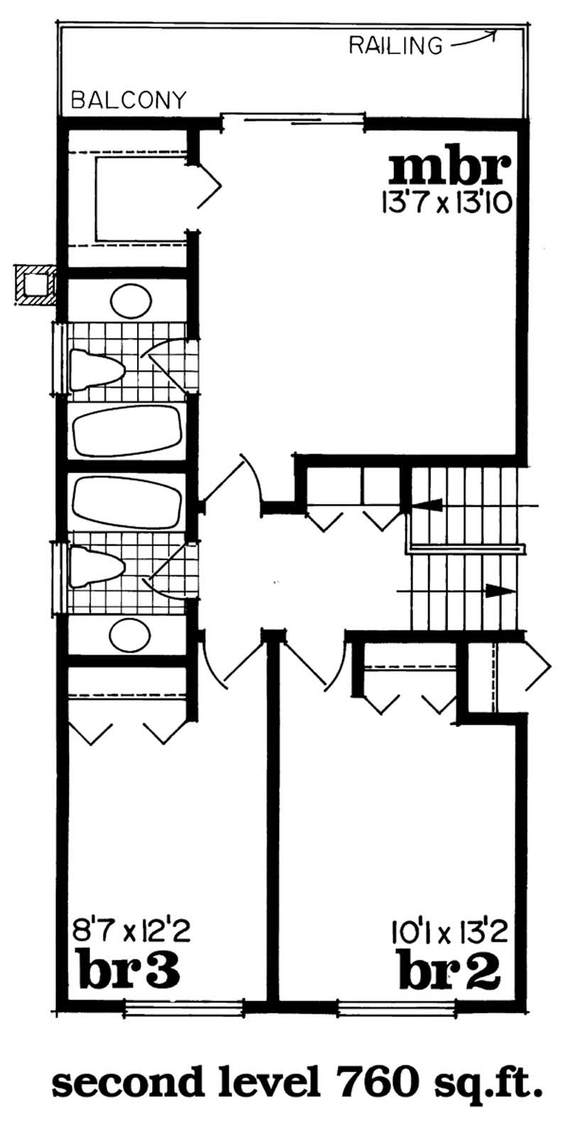 Floor Plan Second Story of Small House Plans #167-1204