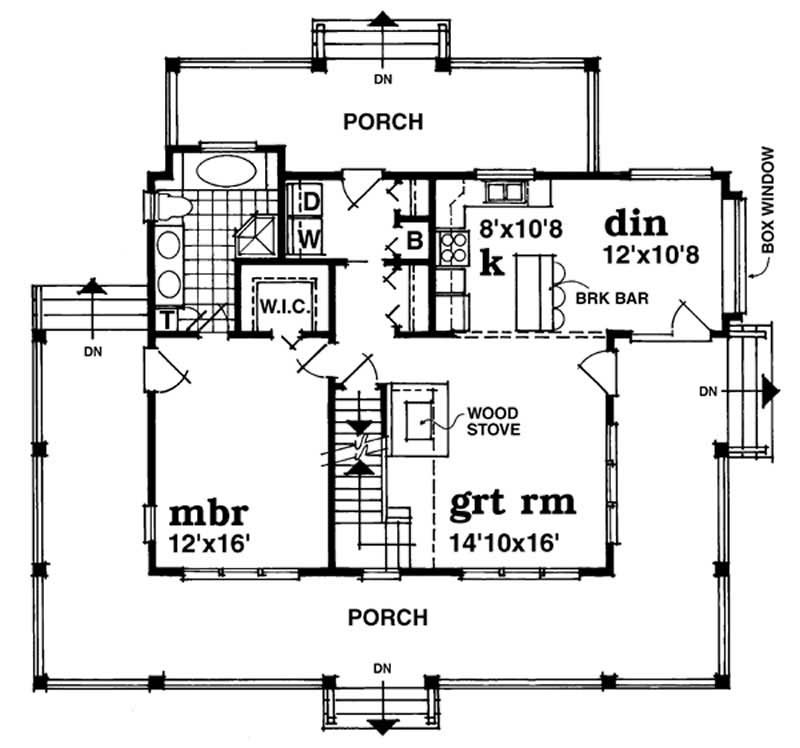Floor Plan First Story of Country Plan #167-1207