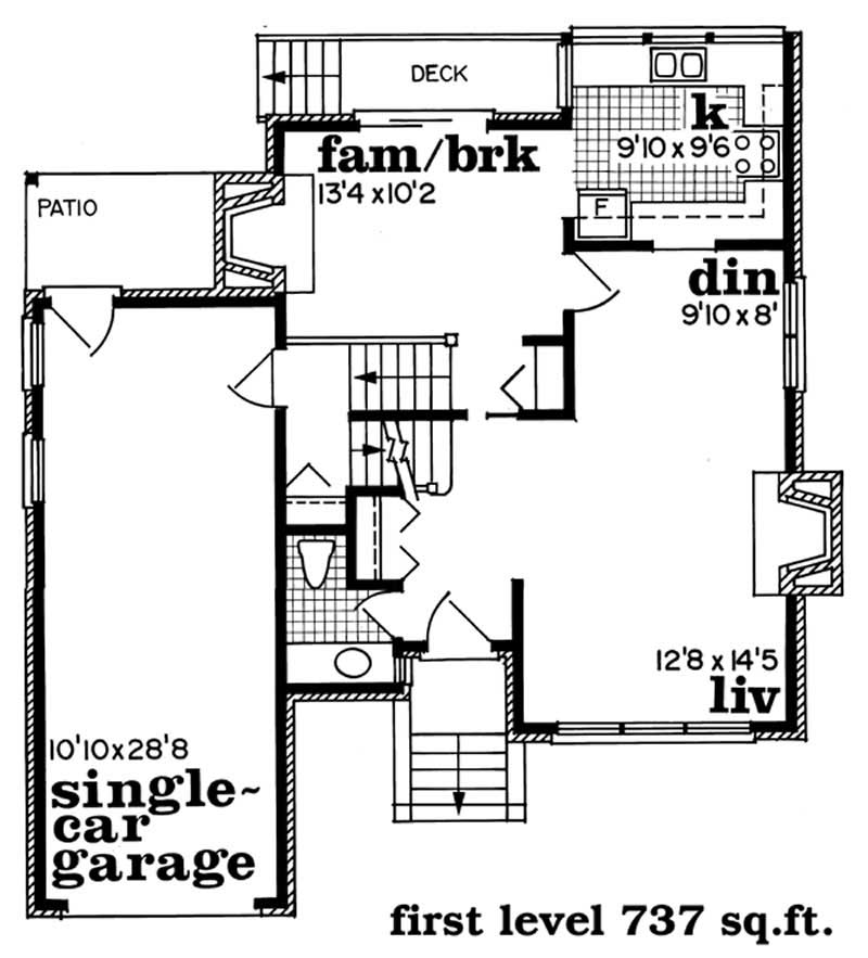 Floor Plan First Story of Craftsman Plan #167-1208