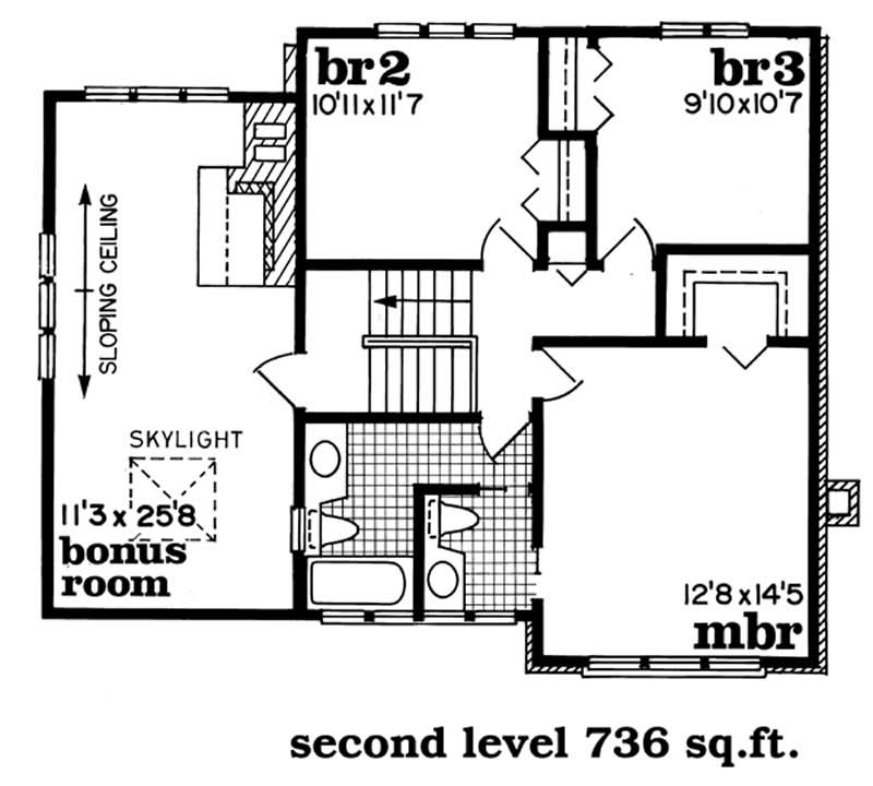 Floor Plan Second Story of Craftsman Plan #167-1208
