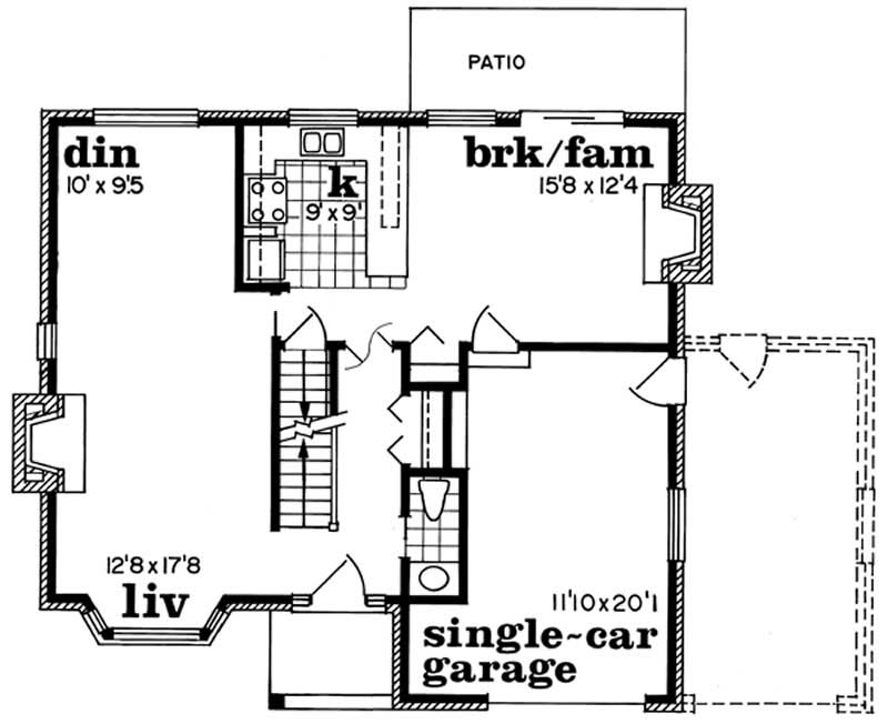 Floor Plan First Story of Small House Plans #167-1209