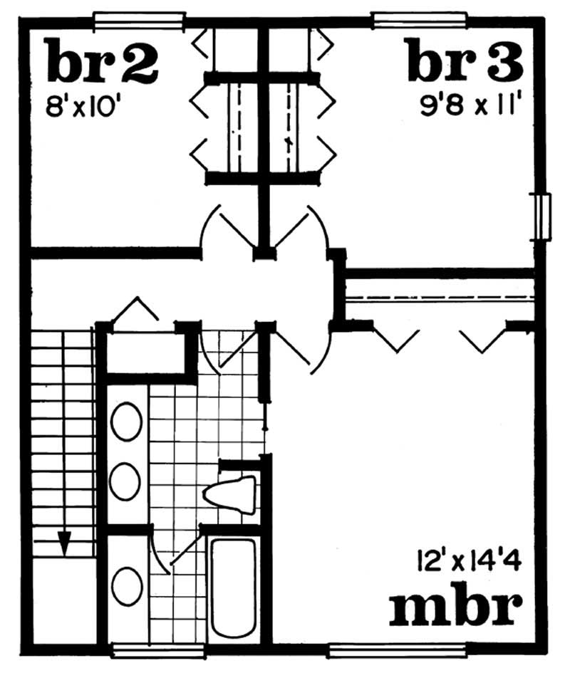 Floor Plan Second Story of Small House Plans #167-1209
