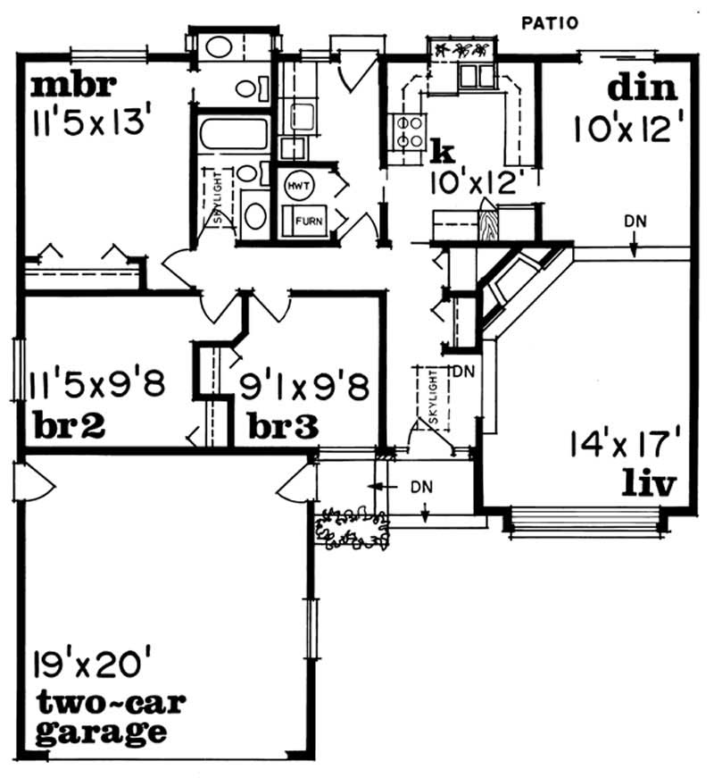 Floor Plan First Story of Small House Plans #167-1210
