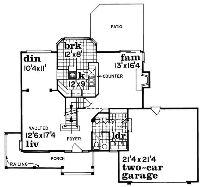 Floor Plan First Story of Country Plan #167-1211