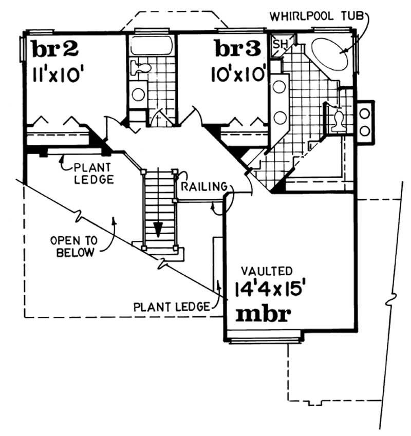 Floor Plan Second Story of Country Plan #167-1211