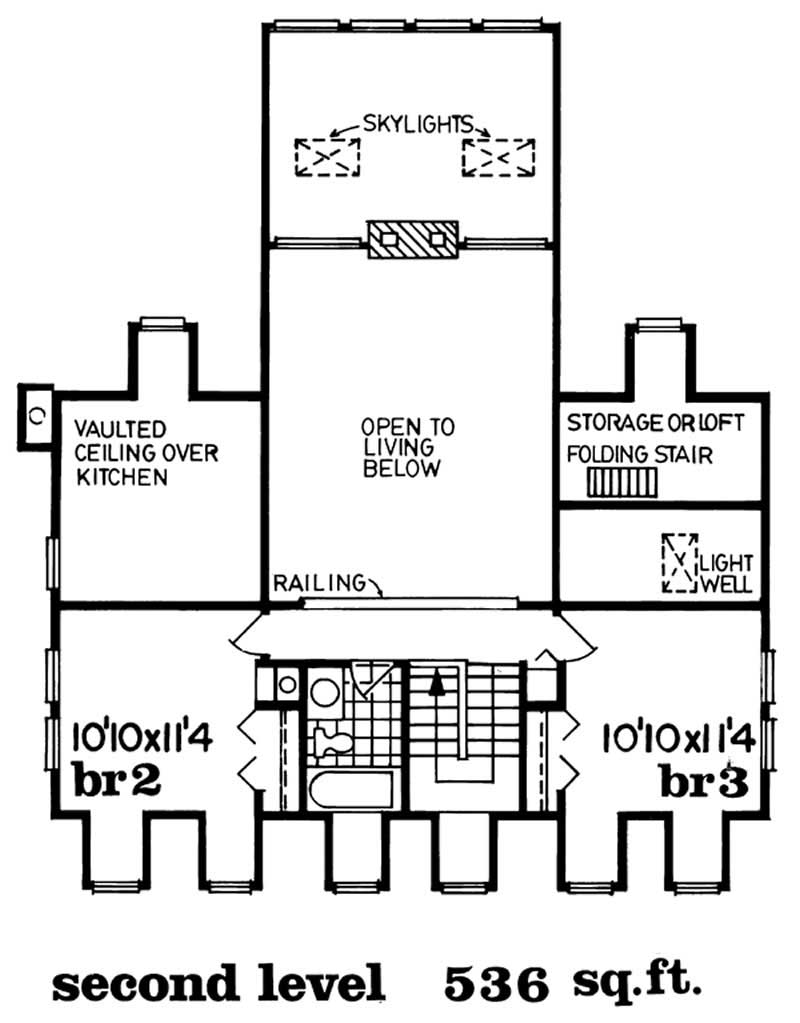Floor Plan Second Story of Country Plan #167-1214
