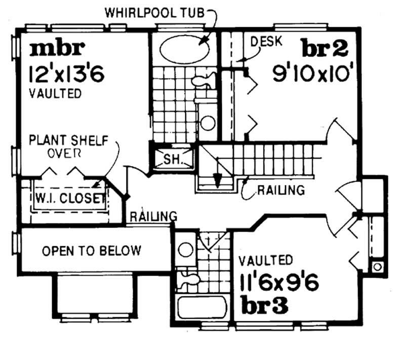 Floor Plan Second Story of Traditional Plan #167-1215